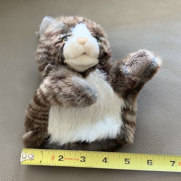 Folkmanis 7" Brown White Little Cat Kitten Stuffed Animal Plush Hand Puppet EUC - Picture 13 of 14